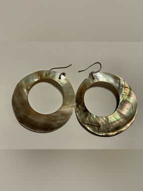 Large Abalone Pierced Hoop Pierced Earrings